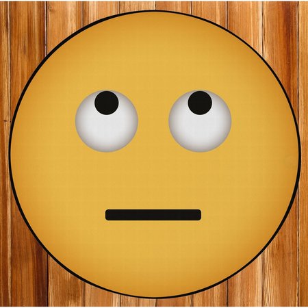 DEERLUX Emoji Style Round Funny Smiley Face Kids Area Rug, Eye Roll Emoji Rug, 36 x 36 QI003866.S